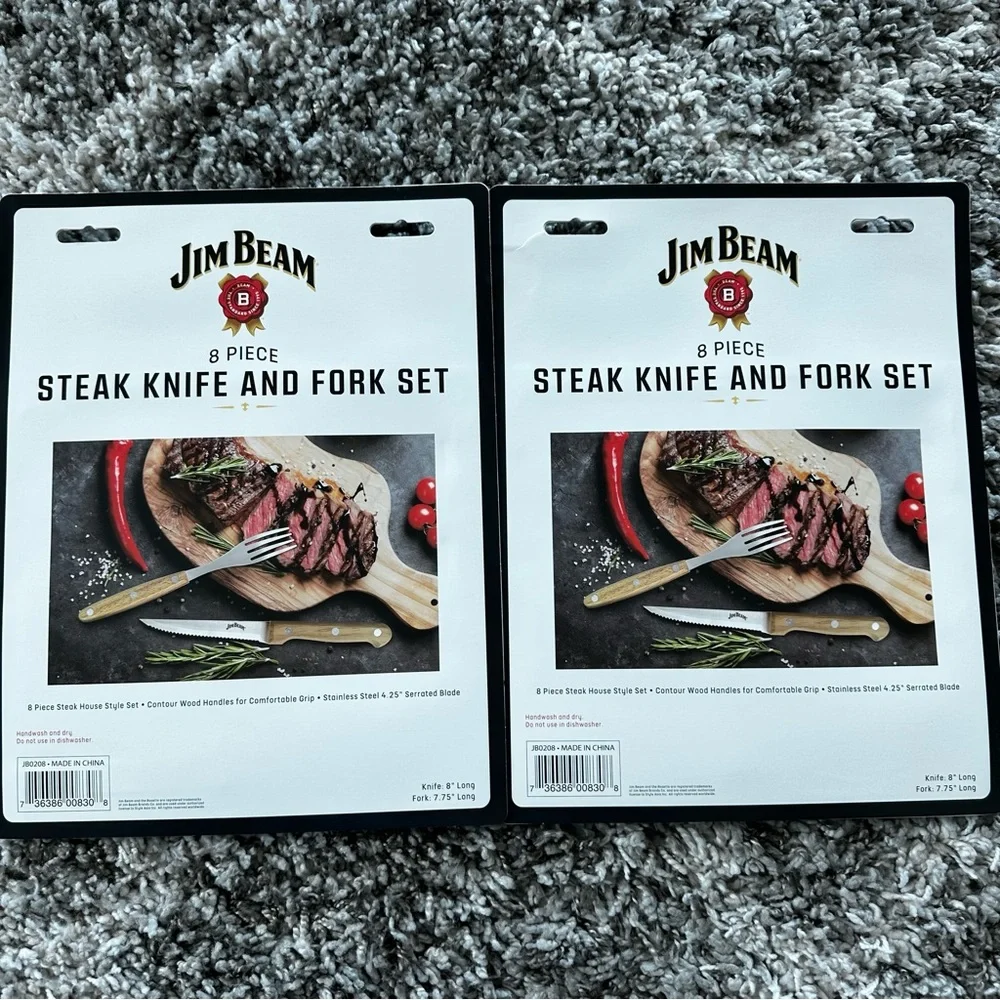 Jim Beam Two Sets of 8 Steak Knives and Forks